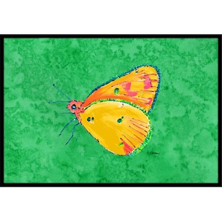 Carolines Treasures Carolines Treasures 8861JMAT 24 x 36 in. Butterfly Orange On Green Indoor Or Outdoor Doormat 8861JMAT